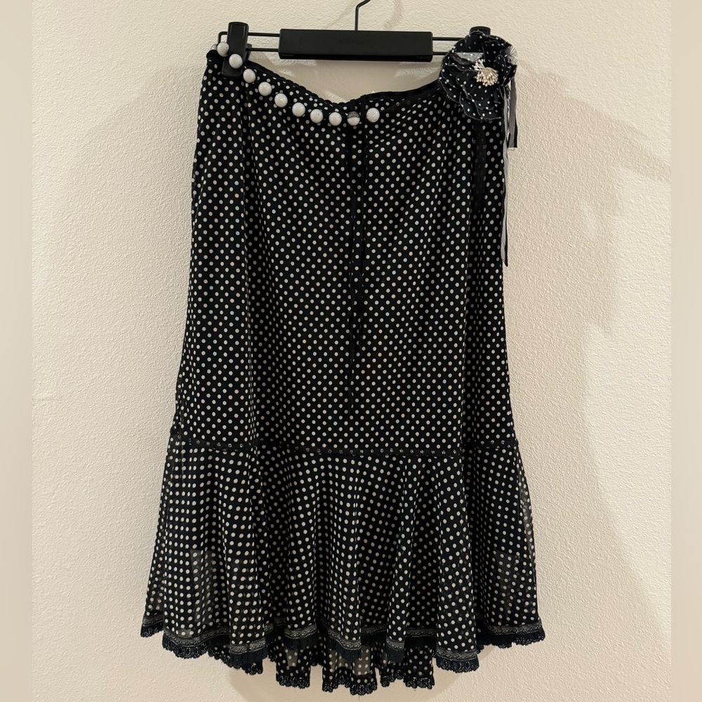 Black White Dot Midi Skirt